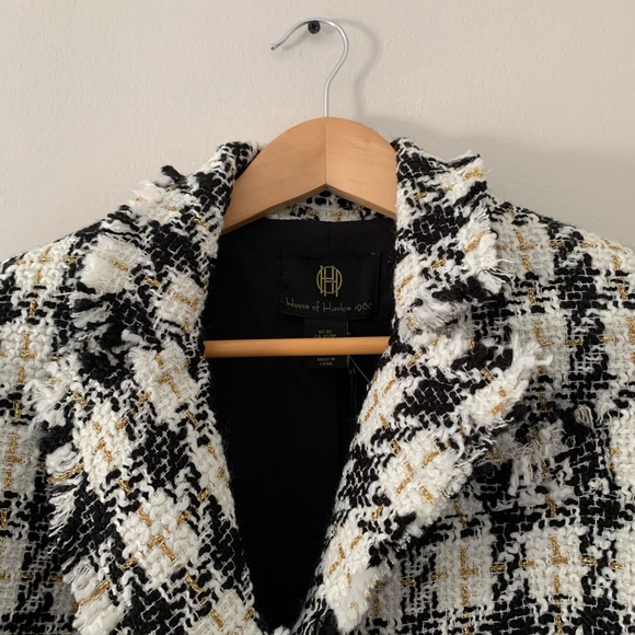 House of Harlow 1960 Tweed Fringe “Chanel Vibes’ Cropped Blazer Jacket - Picture 6 of 7